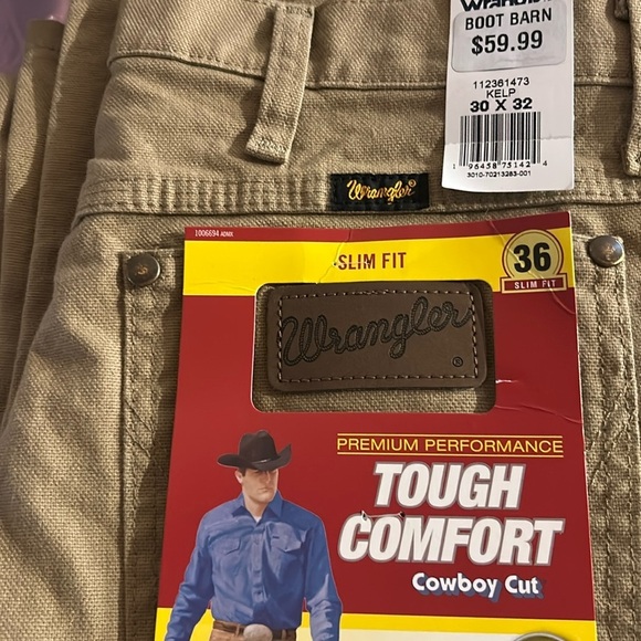 Wrangler Premium Performance Tough Comfort Cowboy Cut Slim Fit Canvas Jeans - Picture 6 of 7
